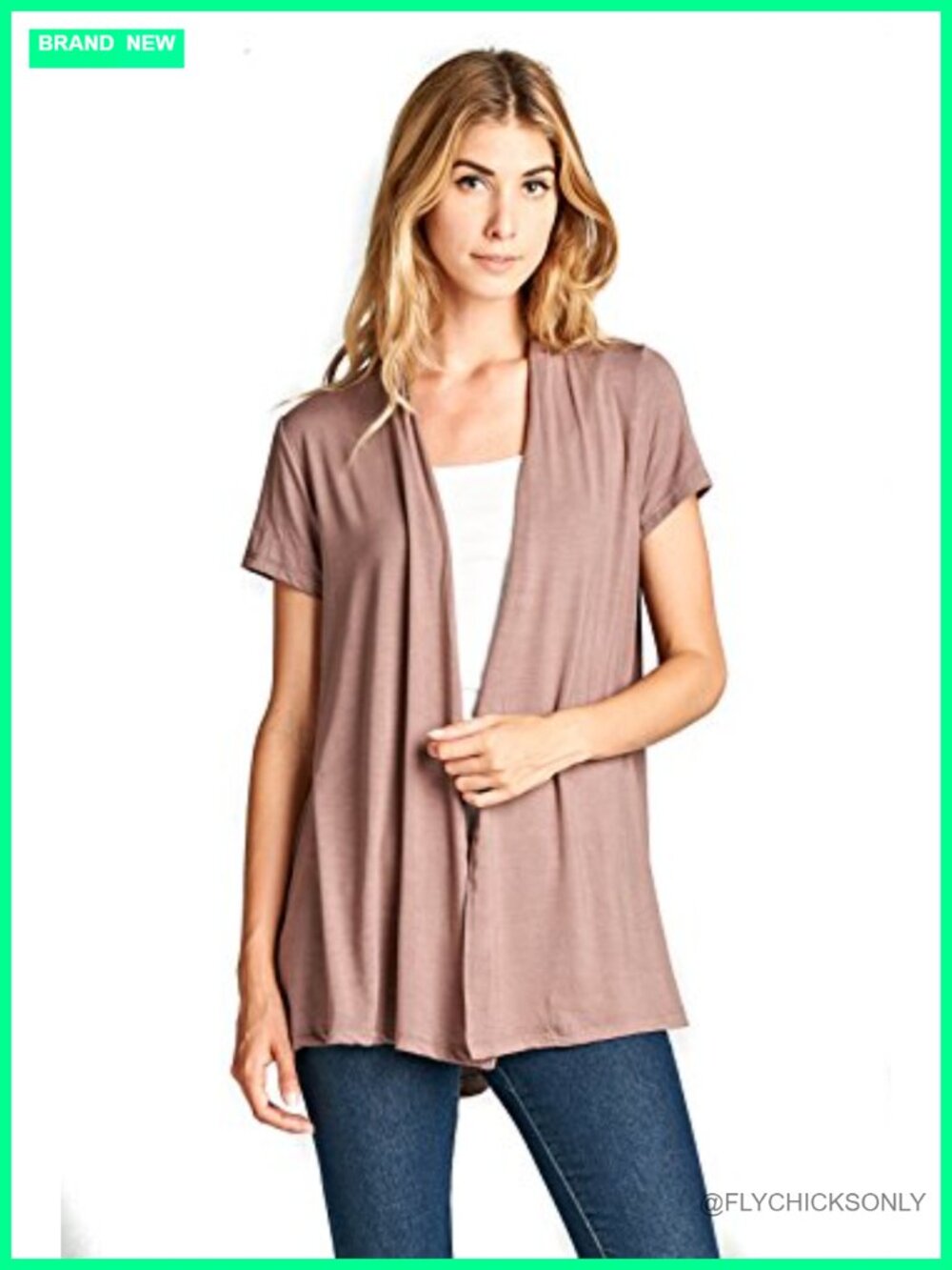Women's Short Sleeve Viscose Bamboo Cardigan Open Front Flow